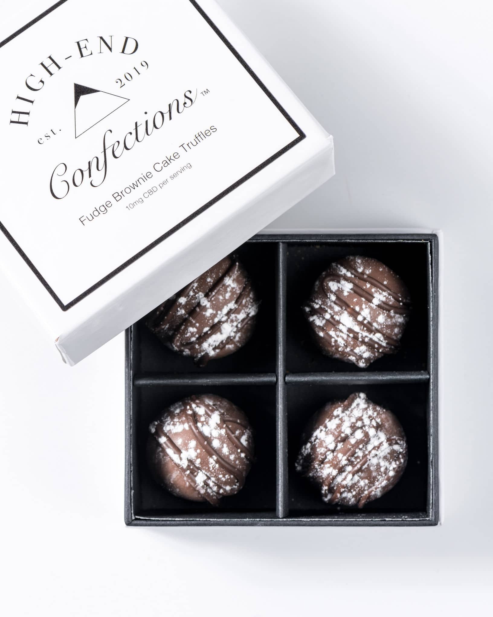 fudge brownie cbd cake truffle | High-End Confections